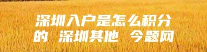 深圳入户是怎么积分的 深圳其他 今题网