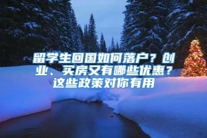 留学生回国如何落户？创业、买房又有哪些优惠？这些政策对你有用