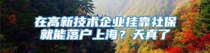 在高新技术企业挂靠社保就能落户上海？天真了