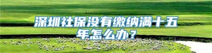 深圳社保没有缴纳满十五年怎么办？