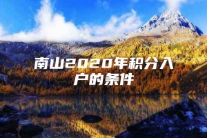 南山2020年积分入户的条件