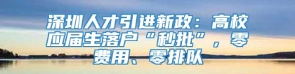 深圳人才引进新政：高校应届生落户“秒批”, 零费用、零排队