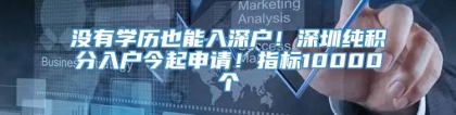 没有学历也能入深户！深圳纯积分入户今起申请！指标10000个