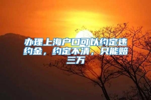 办理上海户口可以约定违约金，约定不清，只能赔三万