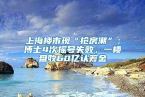 上海楼市现“抢房潮”：博士4次摇号失败，一楼盘收60亿认筹金