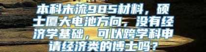 本科末流985材料，硕士厦大电池方向，没有经济学基础，可以跨学科申请经济类的博士吗？