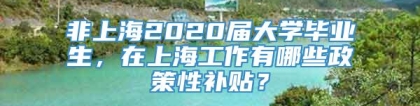 非上海2020届大学毕业生，在上海工作有哪些政策性补贴？