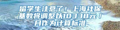 留学生注意了！上海社保基数将调整以10338元／月作为计算标准