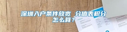 深圳入户条件放宽 分值表积分怎么算？