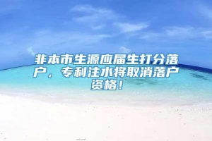 非本市生源应届生打分落户，专利注水将取消落户资格！