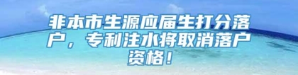 非本市生源应届生打分落户，专利注水将取消落户资格！