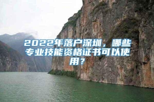 2022年落户深圳，哪些专业技能资格证书可以使用？