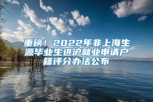 重磅！2022年非上海生源毕业生进沪就业申请户籍评分办法公布