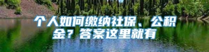 个人如何缴纳社保、公积金？答案这里就有