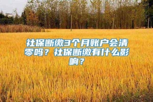 社保断缴3个月账户会清零吗？社保断缴有什么影响？