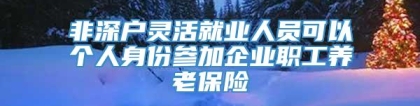 非深户灵活就业人员可以个人身份参加企业职工养老保险