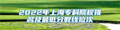 2022年上海专科院校排名及最低分数线位次