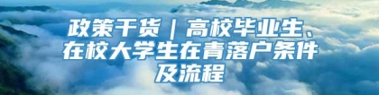 政策干货｜高校毕业生、在校大学生在青落户条件及流程