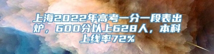 上海2022年高考一分一段表出炉，600分以上628人，本科上线率72%