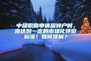 中级职称申请居转户时，应达到一定的市场化评价标准！如何理解？