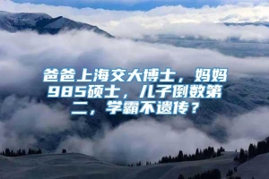 爸爸上海交大博士，妈妈985硕士，儿子倒数第二，学霸不遗传？