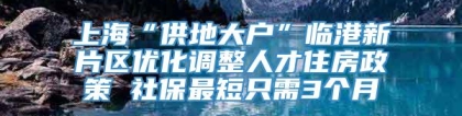 上海“供地大户”临港新片区优化调整人才住房政策 社保最短只需3个月