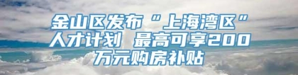 金山区发布“上海湾区”人才计划 最高可享200万元购房补贴