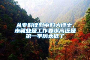 从专科读到中科大博士，未就业是工作要求高还是第一学历太低了