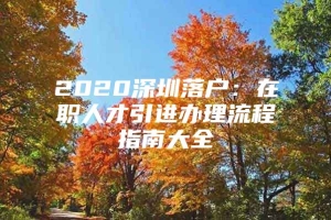 2020深圳落户：在职人才引进办理流程指南大全