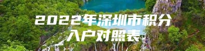 2022年深圳市积分入户对照表