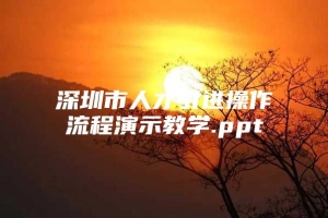 深圳市人才引进操作流程演示教学.ppt