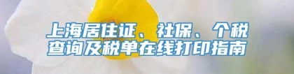 上海居住证、社保、个税查询及税单在线打印指南
