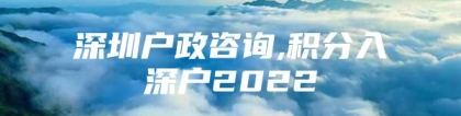 深圳户政咨询,积分入深户2022