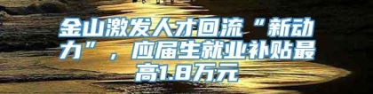 金山激发人才回流“新动力”，应届生就业补贴最高1.8万元