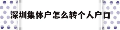 深圳集体户怎么转个人户口(深圳集体户口转个人户口应该如何办理？)