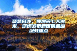 聚焦创业、住房等七大需求，深圳发布新市民金融服务重点