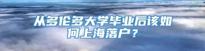 从多伦多大学毕业后该如何上海落户？