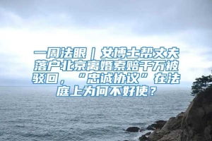 一周法眼｜女博士帮丈夫落户北京离婚索赔千万被驳回，“忠诚协议”在法庭上为何不好使？