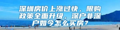 深圳房价上涨过快，限购政策全面升级，深户非深户如今怎么买房？