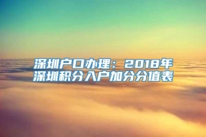 深圳户口办理：2018年深圳积分入户加分分值表