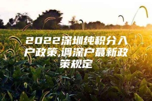 2022深圳纯积分入户政策,调深户蕞新政策规定