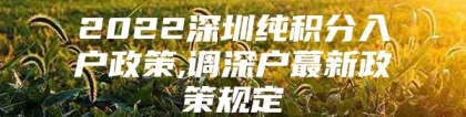 2022深圳纯积分入户政策,调深户蕞新政策规定