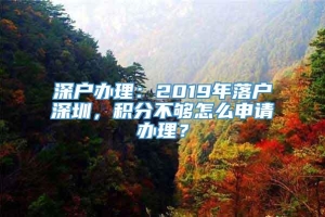 深户办理：2019年落户深圳，积分不够怎么申请办理？