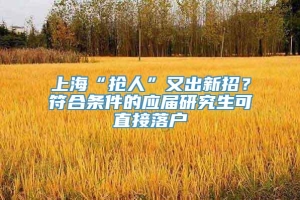 上海“抢人”又出新招？符合条件的应届研究生可直接落户