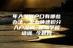 年入深圳户口有哪些办法，怎么快速积分入户深圳 深圳学校培训 今题网