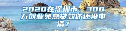 2020在深圳市，300万创业免息贷款你还没申请？