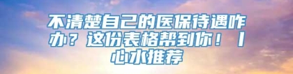 不清楚自己的医保待遇咋办？这份表格帮到你！丨心水推荐