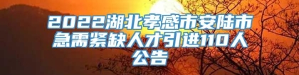 2022湖北孝感市安陆市急需紧缺人才引进110人公告