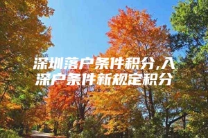 深圳落户条件积分,入深户条件新规定积分