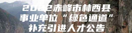 2022赤峰市林西县事业单位“绿色通道”补充引进人才公告